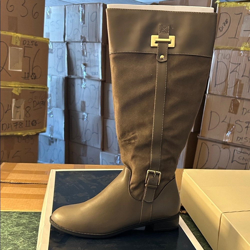 Karen Scott Taupe Over the Knee Boots (WIDE) (WIDE CALF)